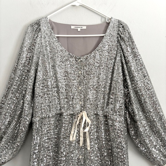 Emerson Fry Shimmering Silver Midi Dress - Picture 3 of 13